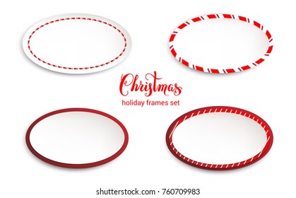 White stripe Christmas frames set. Design element for Christmas, birthday, anniversary, new year, party or other celebrations and events. Place for text.