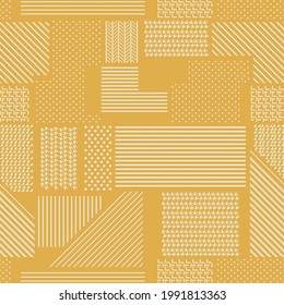 white stripe negative with retro pattern on yellow background