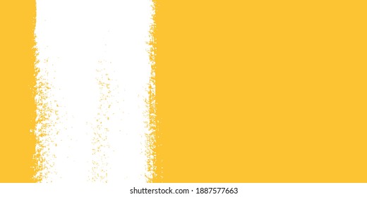 White Stripe Of Paint On Yellow Background. Strip Paint .Roller Brushes With Colors Paint For Text . Banner - Vector.	