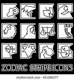 white stripe pattern line zodiac icons on blackboard and vector style.