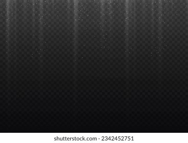 White stripe vertical lines. Abstract glow light lines, motion light of high speed car. Silver lights shiny vertical line glitters holiday festival on dark background. long trails fire speed. Vector.