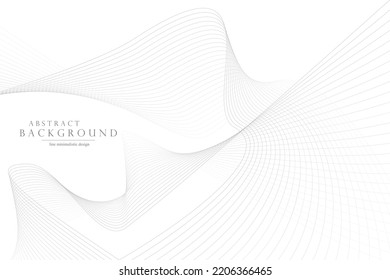 White striped abstract background.
Minimalistic digital design with gray wavy lines. Technology business futuristic concept, banner, card.