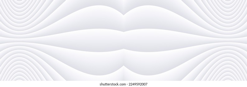White striped pattern background, 3d lines design, abstract symmetrical minimal white gray backdrop for business presentation, vector illustration