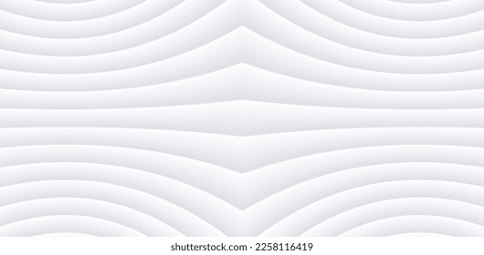 White striped pattern background, 3d lines design, abstract symmetrical minimal white gray backdrop for business presentation, vector illustration