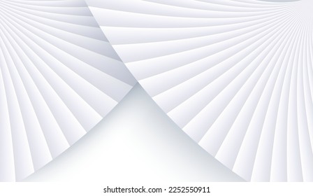 White striped pattern background with copy space, 3d lines pattern design, abstract architecture minimal white grey backdrop for business presentation, vector illustration