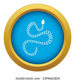 White striped snake icon blue vector isolated on white background for any design