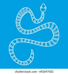 White striped snake icon blue outline style isolated vector illustration. Thin line sign