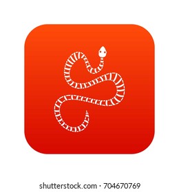 White striped snake icon digital red for any design isolated on white vector illustration