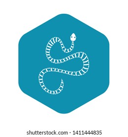 White striped snake icon. Simple illustration of white striped snake vector icon for web