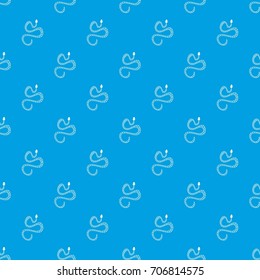 White striped snake pattern repeat seamless in blue color for any design. Vector geometric illustration