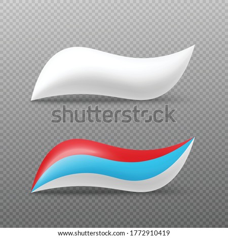 White and striped toothpaste blob set isolated on transparent background - realistic dentifrice tooth paste portion, oral hygiene product set. Vector illustration.