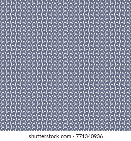White stripes with meandering pattern on blue background. Textile fabric. Abstract vector.