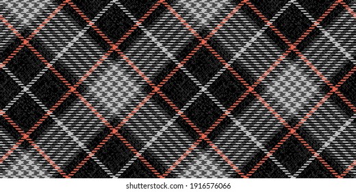 white stripes on black with red threads fabric texture of traditional checkered gingham seamless diagonal ornament for plaid, tablecloths, shirts, tartan, clothes, dresses, bedding