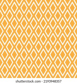 White stroke diamond shape pattern on orange background. Colorful geometrical pattern. Seamless modern diamond shape design.