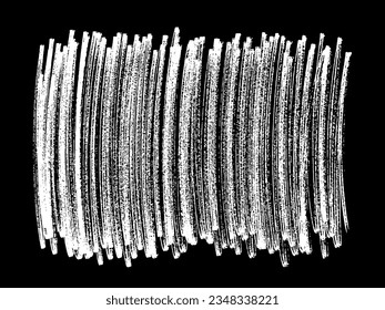 Weiße Striche malen auf schwarzem Hintergrund. Pastellschmierelement. Handgezeichnet in Kreide. Vektorgrafik, Eps10.