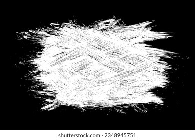 Pintura de golpes blancos sobre fondo negro. Elemento de frotis Pastel. Mano dibujada en tiza. Ilustración vectorial, Eps 10.