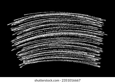 White strokes paint on black background. Pastel smears element. Hand drawn in chalk. Vector illustration, Eps 10.