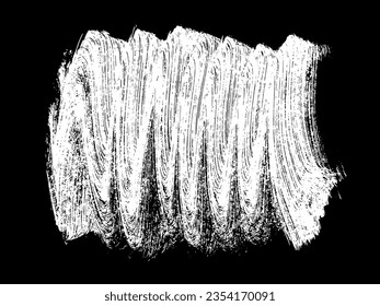 White strokes paint on black background. Pastel smears element. Hand drawn in chalk. Vector illustration, Eps 10.