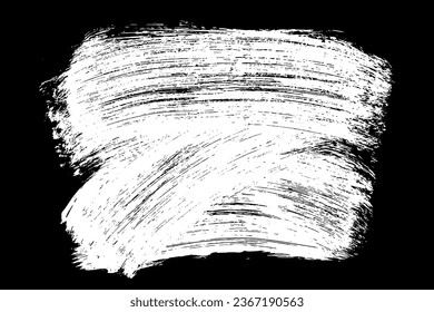 White strokes paint on black background. Pastel smears element. Hand drawn in chalk. Vector illustration, Eps 10.