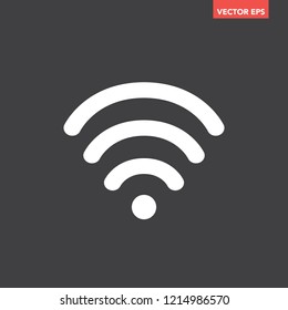 White strong full wi-fi icon. Signal strength indicator concept set, vector flat graphic design for app & web, isolated black background