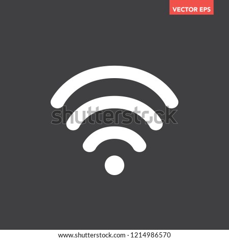 White strong full wi-fi icon. Signal strength indicator concept set, vector flat graphic design for app & web, isolated black background