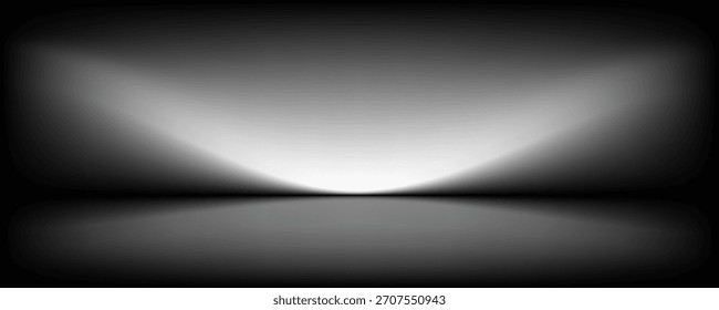 fundo de estúdio branco. Abstrato limbo podium sala de estúdio. Piso de parede gradiente branco escuro e cena de destaque. Exibição de apresentação, promoção. Ilustração de maquete de estágio de vetor