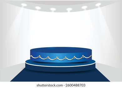 white studio background with product display podium