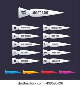 White Style Fish Form Website Buttons Set, Multicolored Options