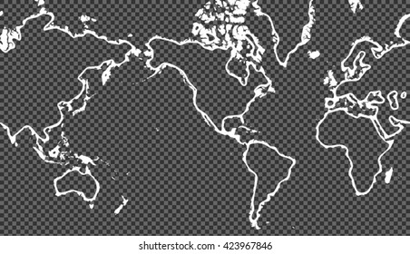 White stylish vector picture of planisphere over transparent background