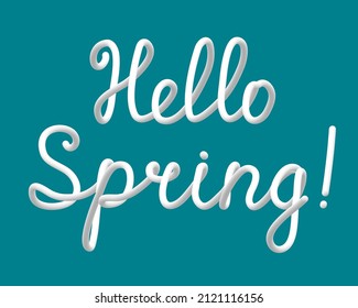 White stylized lettering inscription 'Hello Spring' vector illustration