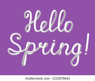 White stylized lettering inscription 'Hello Spring' vector illustration