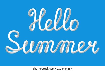 Weiße stylische Schreibschrift "Hallo Sommer", Vektorgrafik