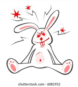 The white stylized mad rabbit on a white background.
