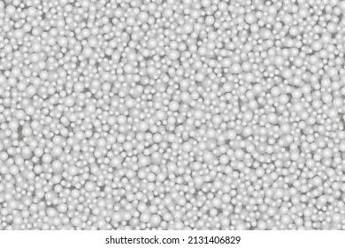 White styrofoam balls texture abstract seamless pattern. Polystyrene foam snow beads. Styrene or polythene pearl micro polymer material for fragile freight