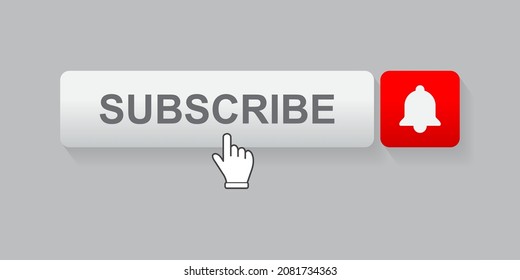 
White Subscribe Button With Hand Cursor, Social Media Concept.