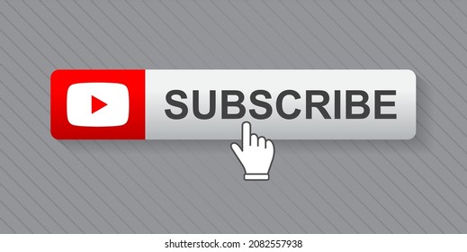 
White Subscribe Button With Hand Cursor, Social Media Concept.