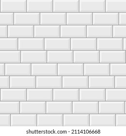 White subway tile background. Subway seamless pattern. White ceramic tile seamless background.