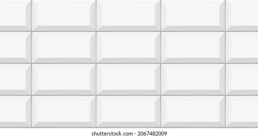 White subway tile seamless pattern. Wall with brick texture. Vector geometric background design