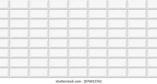 White subway tile seamless pattern. Wall with brick texture. Vector geometric background design