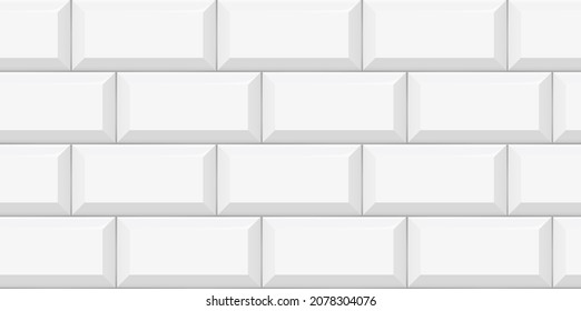 White subway tile seamless pattern. Wall with brick texture. Vector geometric background design