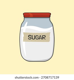White sugar in a jar. Vector design