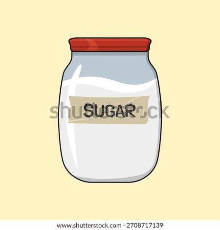 White sugar in a jar. Vector design