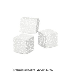 White sugar set with piles and cubes realistic isolated vector illustration