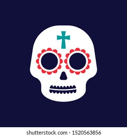 White sugar skull icon on dark background