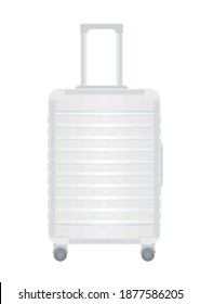 White suitcase.  front view. vector illustration
