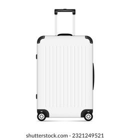 weißer Koffer einzeln auf weißem Hintergrund. Reisetasche. Vektorgrafik