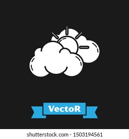 White Sun and cloud weather icon isolated on black background.  Vector Illustration