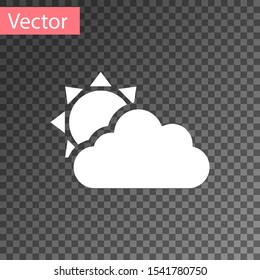 White Sun and cloud weather icon isolated on transparent background.  Vector Illustration