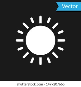 White Sun icon isolated on black background.  Vector Illustration