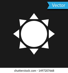 White Sun icon isolated on black background.  Vector Illustration